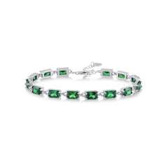 Emerald Color Baguette Cut Broken Tennis Bracelet - Karosh