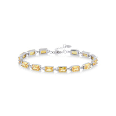 Baguette Cut Broken Tennis Bracelet with Yellow Citrine Gem - Karosh