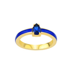 Indigo Drop Cut Gem Enamel Ring - Karosh