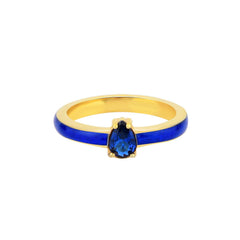 Indigo Drop Cut Gem Enamel Ring - Karosh