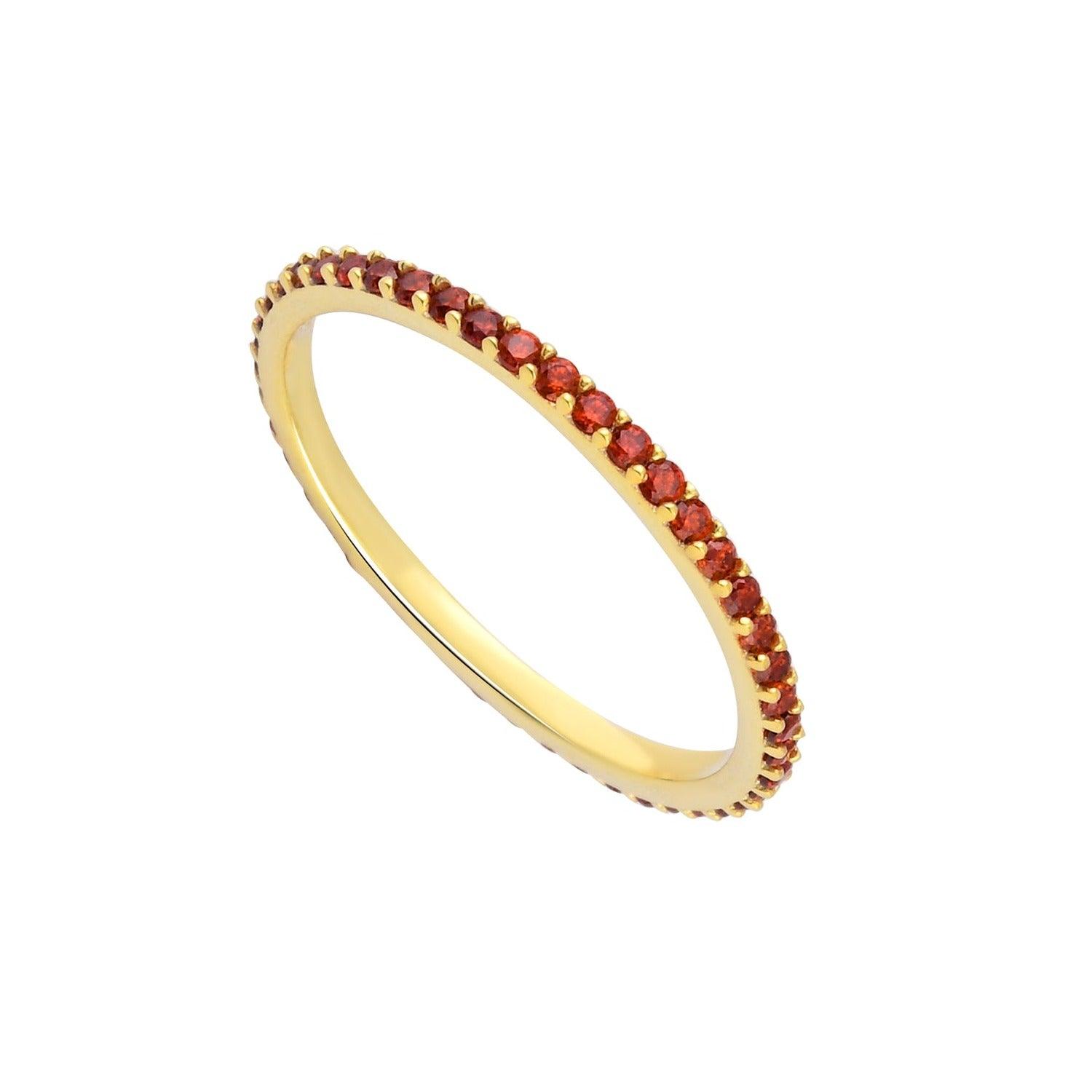 Red Gem  Eternity Band Joint Ring - Karosh