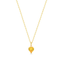 Yellow Zirconia Heart Necklace