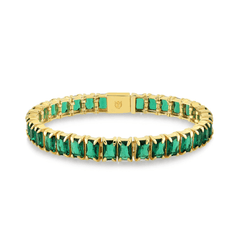 Karosh Emerald Color Gem Baguette Cut Tennis Bracelet - Karosh