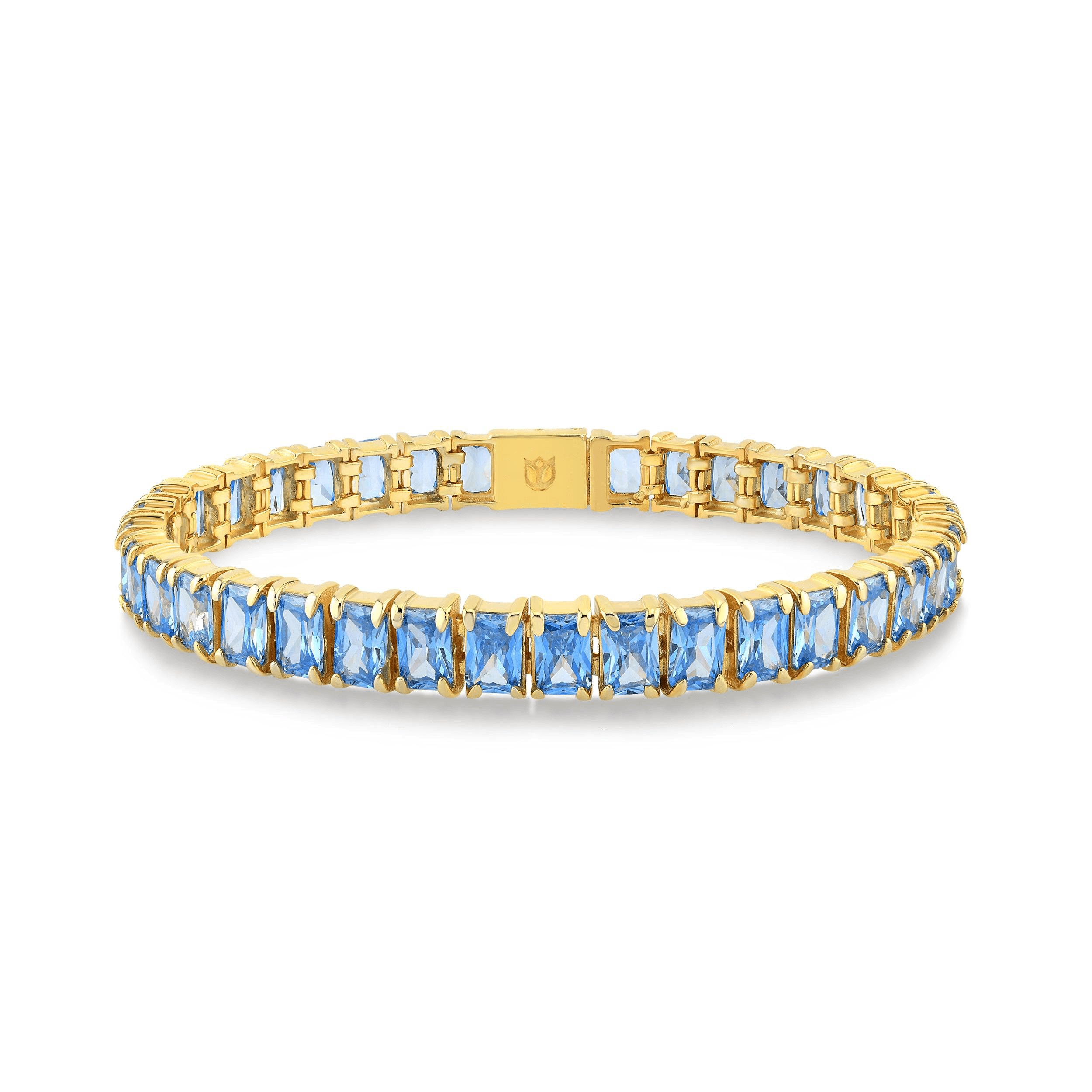 Karosh Aquamarine Gem Baguette Cut Tennis Bracelet - Karosh