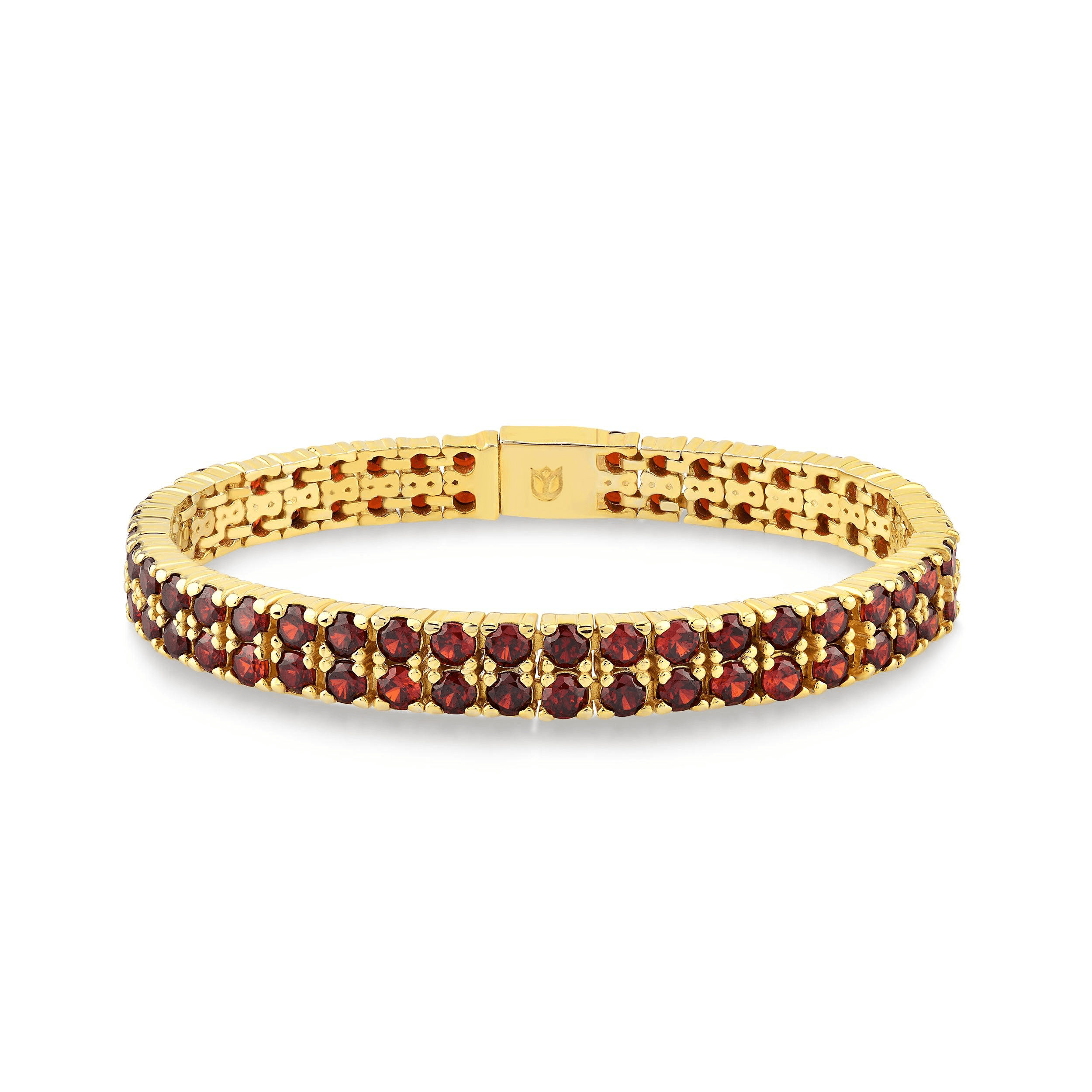 Karosh Red Gem Round Cut Tennis Bracelet - Karosh