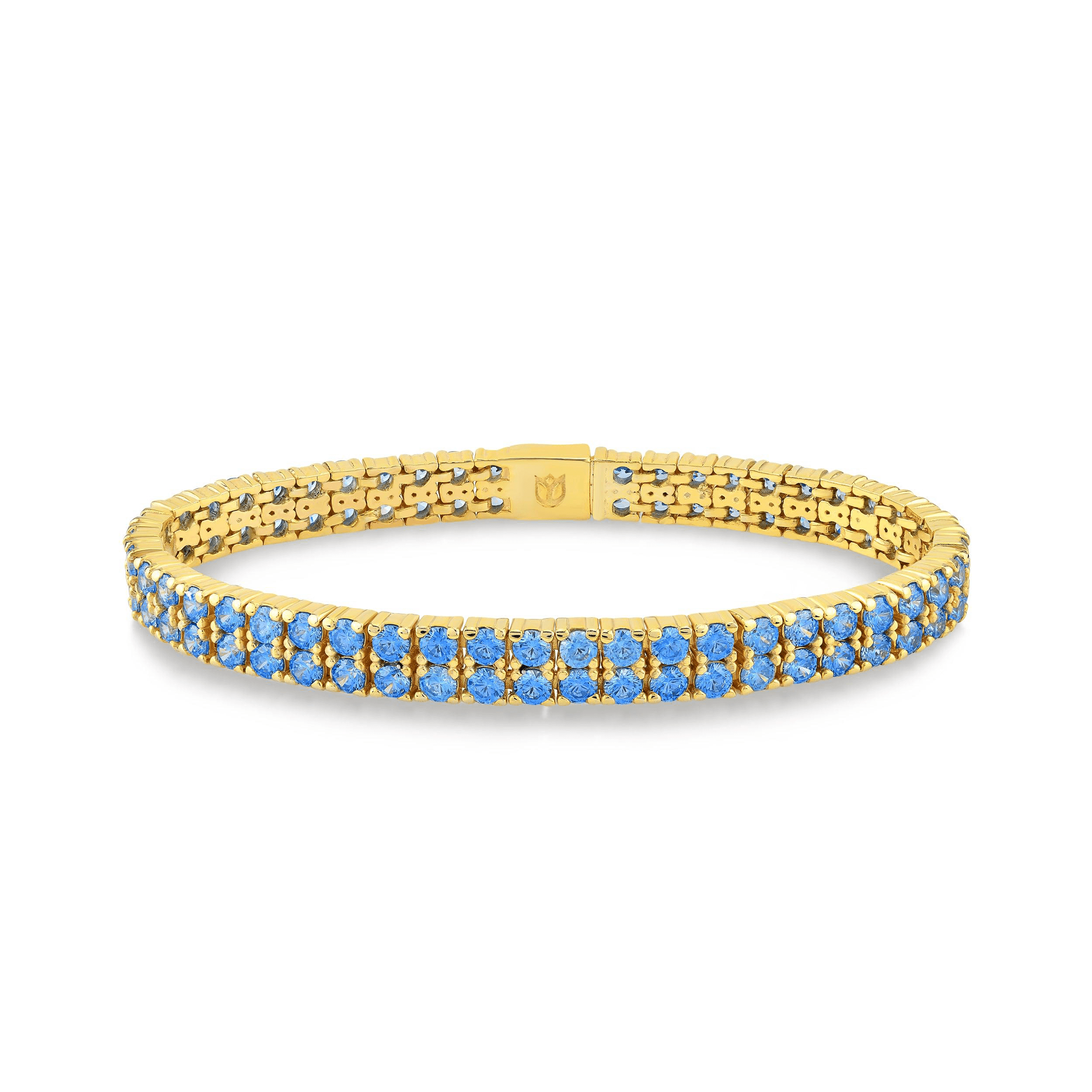 Karosh Aquamarine Gem  Round Cut Tennis Bracelet - Karosh