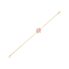 Pink Zirconia Stone Drop Cut Daisy Bracelet