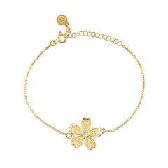 Daisy Bracelet with Yellow Zirconia Stone