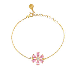 Pink Zirconia Stone Drop Cut Daisy Bracelet