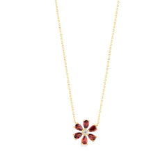 Drop Stone Daisy Necklace