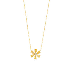 Yellow Zirconia Stone Drop Daisy Necklace