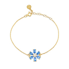 Aquamarine Zirconia Stone Drop Cut Daisy Bracelet