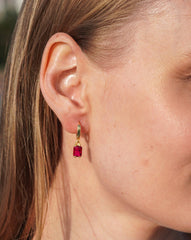 Karosh Ruby Color Small Baguette Cut Gem Dangle Earrings - Karosh