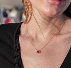 Karosh Ruby Color Gem Moon Necklace - Karosh