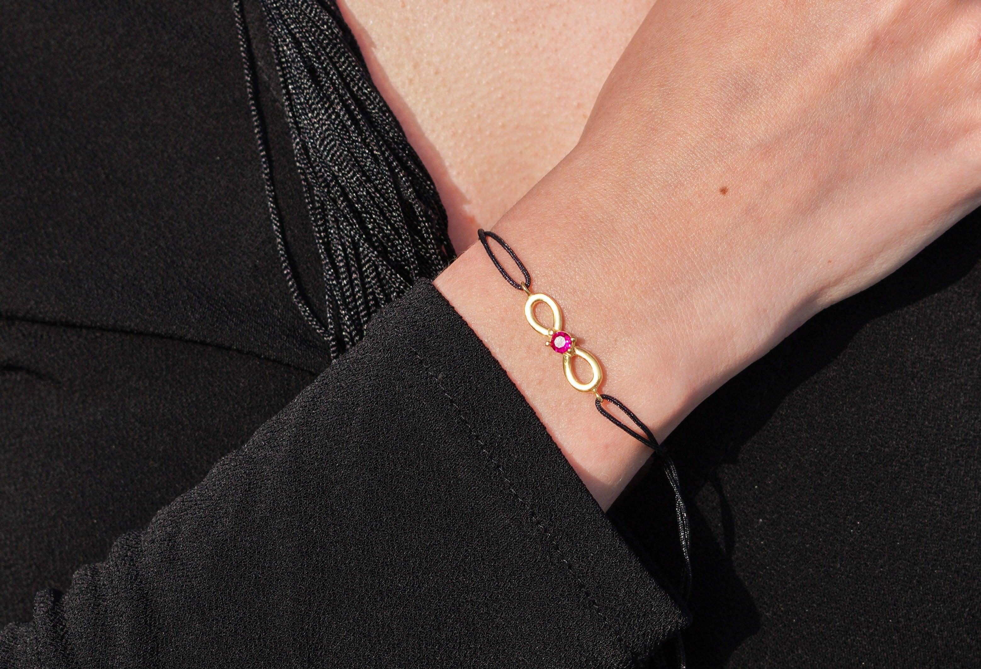 Karosh Yakut Color Taşlı Sonsuz İpli Bileklik - Karosh