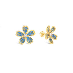 Aquamarine Zirconia gem Daisy Earrings