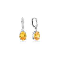 Yellow Big Round Gem Earrings - Karosh