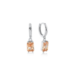 Orange Small Baguette Cut Gem Dangle Earrings - Karosh