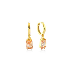 Orange Small Baguette Cut Gem Dangle Earrings - Karosh