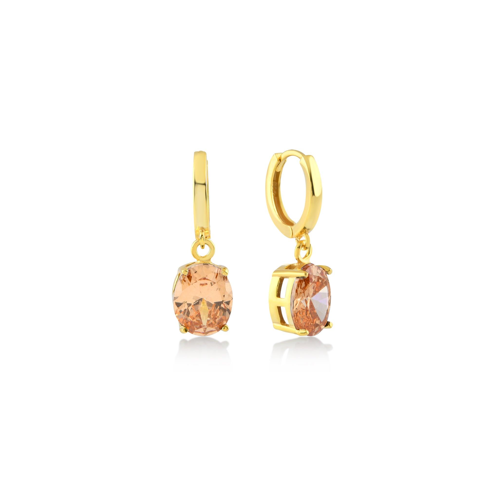 Orange Big Round Gem Earrings - Karosh