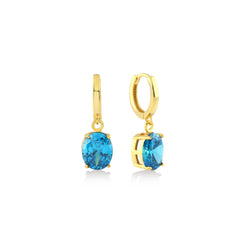 Aquamarine Large Round Gem Earrings - Karosh