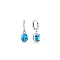 Aquamarine Large Round Gem Earrings - Karosh