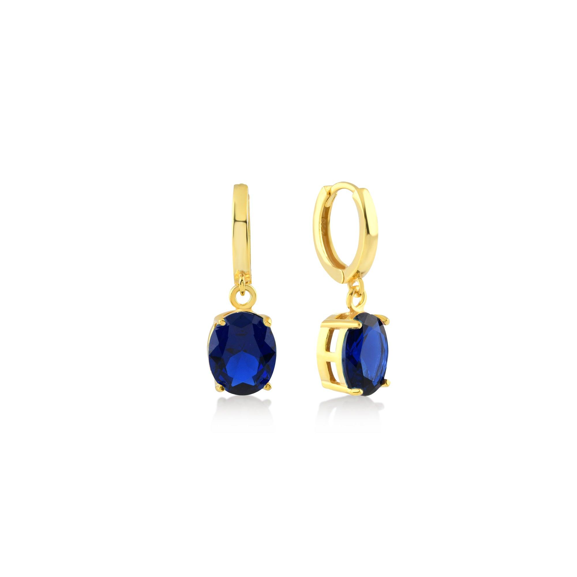 Indigo Large Round Gem Earrings - Karosh