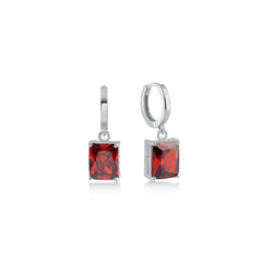 Red Big Baguette Cut Gem  Earrings - Karosh