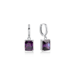 Purple Big Baguette Cut Gem Dangle Earrings - Karosh