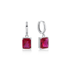 Ruby Big Baguette Cut Gem Dangle  Earrings - Karosh