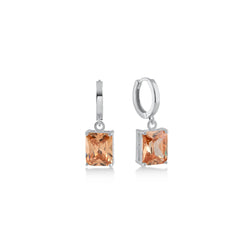 Orange Big Baguette Cut Gem Dangle Earrings - Karosh