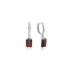 Red Small Baguette Cut Gem  Earrings - Karosh