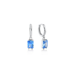 Aquamarine Small Baguette Cut Gem Dangle Earrings - Karosh