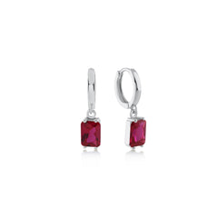 Ruby Small Baguette Cut Gem Dangle Earrings - Karosh