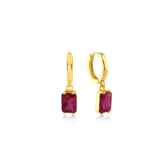 Ruby Small Baguette Cut Gem Dangle Earrings - Karosh