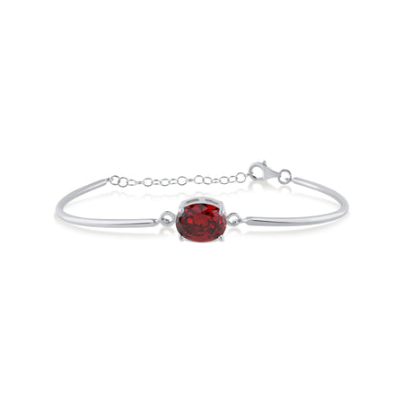 Garnet Taşlı Oval Kemik Bileklik - Karosh