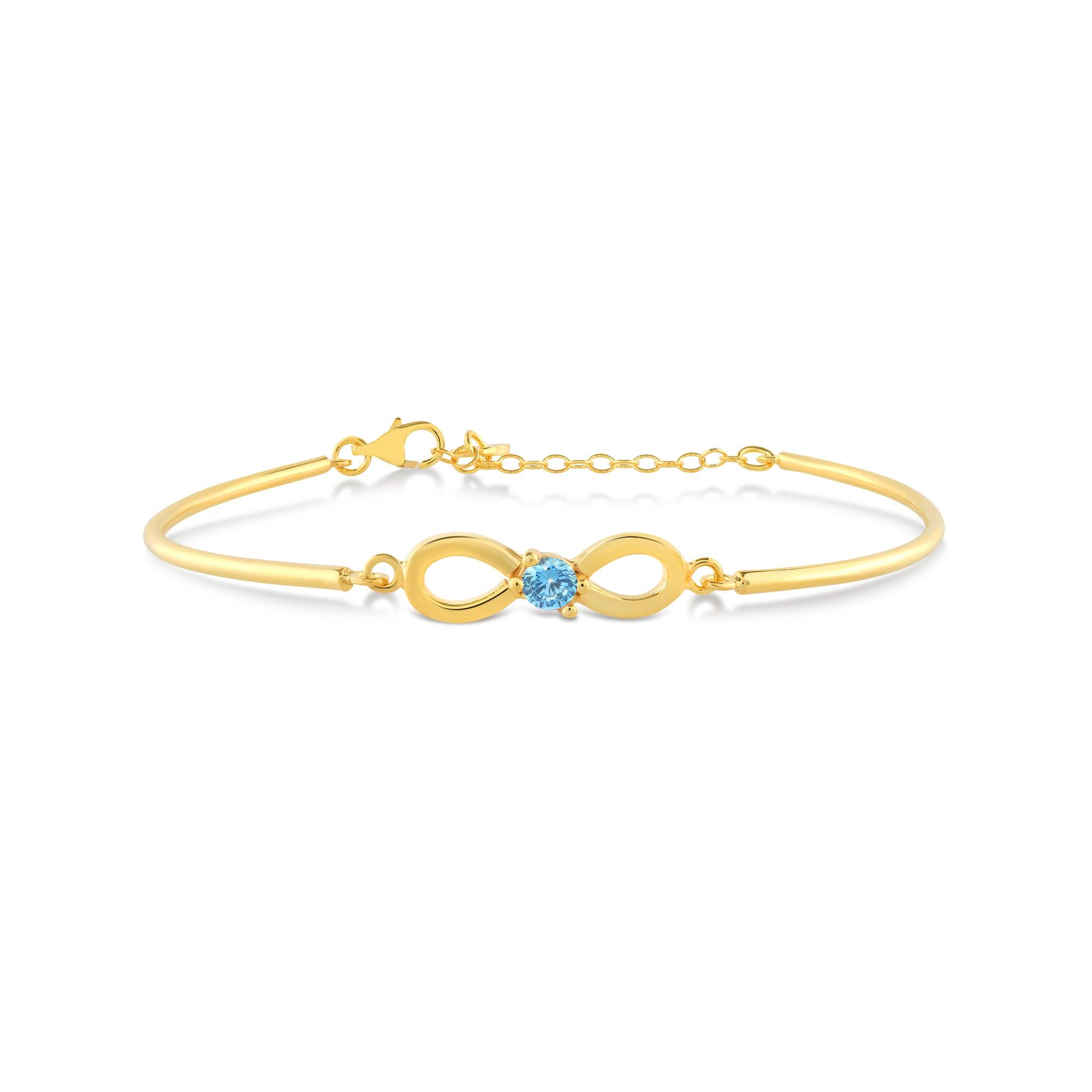 Infinity Bracelet with Aquamarine Gem - Karosh