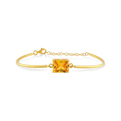 Yellow Citrine Baguette Cut Gem Bone Bracelet - Karosh