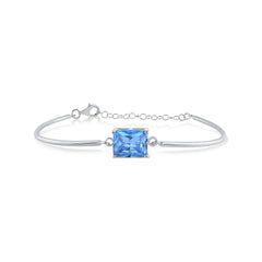 Baguette Cut Bone Bracelet with Aquamarine Gem - Karosh