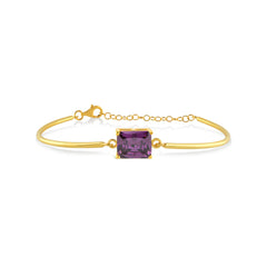 Baguette Cut Bone Bracelet with Amethyst Gem - Karosh