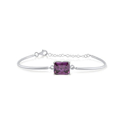 Baguette Cut Bone Bracelet with Amethyst Gem - Karosh