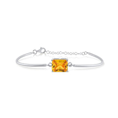 Yellow Citrine Baguette Cut Gem Bone Bracelet - Karosh