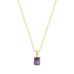 Baguette Cut Necklace with Amethyst Gem - Karosh