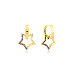 Karosh Mini Star Dangle Earrings with Purple Gem - Karosh