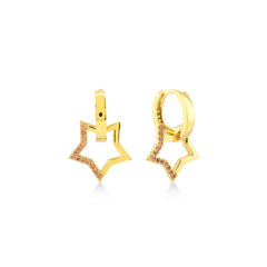 Karosh Mini Star Dangle Earrings with Orange Gem - Karosh