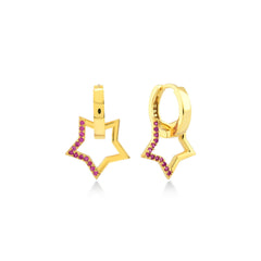 Karosh Ruby Color Gem Mini Star Dangle Earrings - Karosh