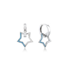 Karosh Mini Star Dangle Earrings with Aquamarine Gem - Karosh