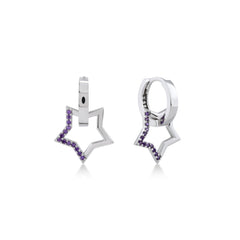 Karosh Mini Star Dangle Earrings with Purple Gem - Karosh