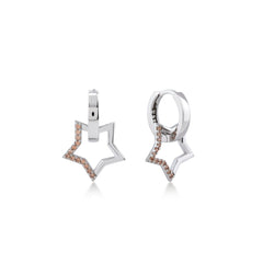 Karosh Mini Star Dangle Earrings with Orange Gem - Karosh