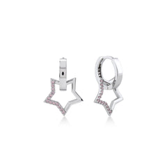 Karosh Mini Star Dangle Earrings with Pink Gem - Karosh